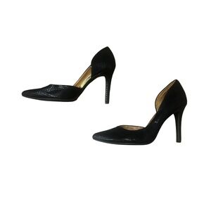 Mossimo Black Snake Embossed DOrsay Heels Women's Size 7.5 Pointed Toe Pumps